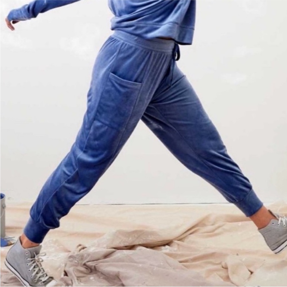 Aerie After Party Velour Blue Joggers